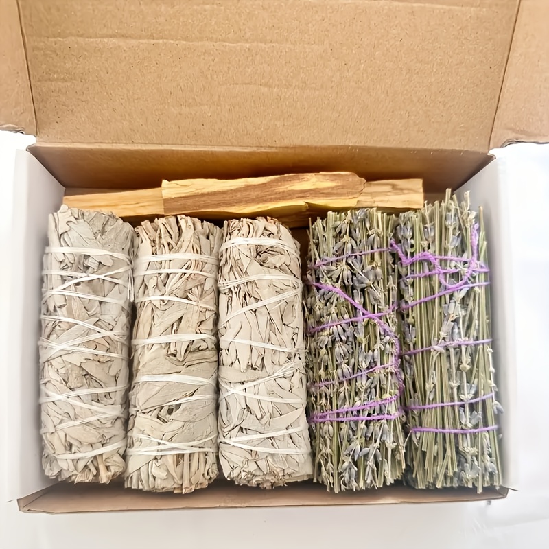 Natural Hand-tied Smudge Sticks Set Featuring , Lavender, And Palo , Perfect For A For Fresh Atmosphere And Environments. A Great Gift For Home Fragrance, Relaxation And Wellness Practices