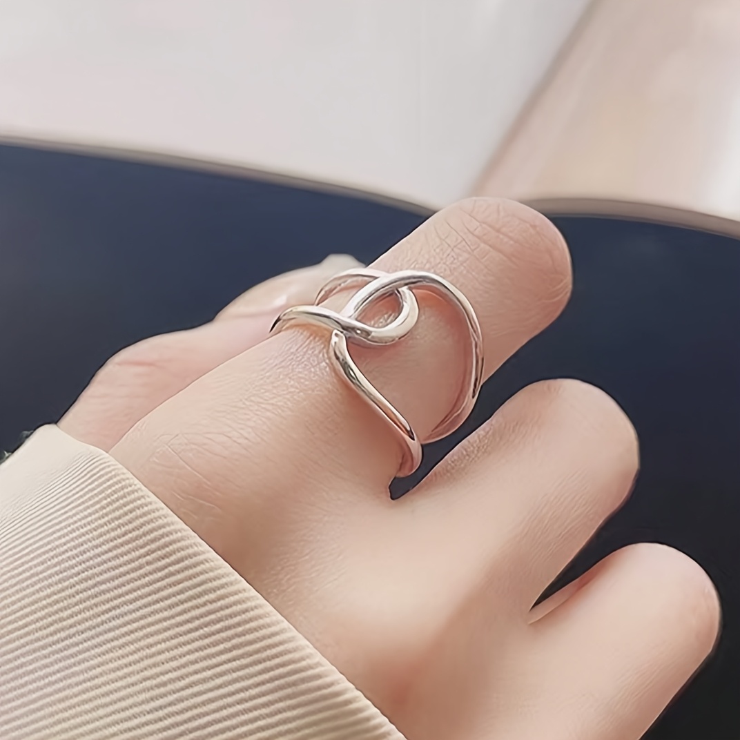 Minimalist Geometric Ring - Korean Style Open Adjustable Band - Trendy Abstract Line Stacking Ring For Women