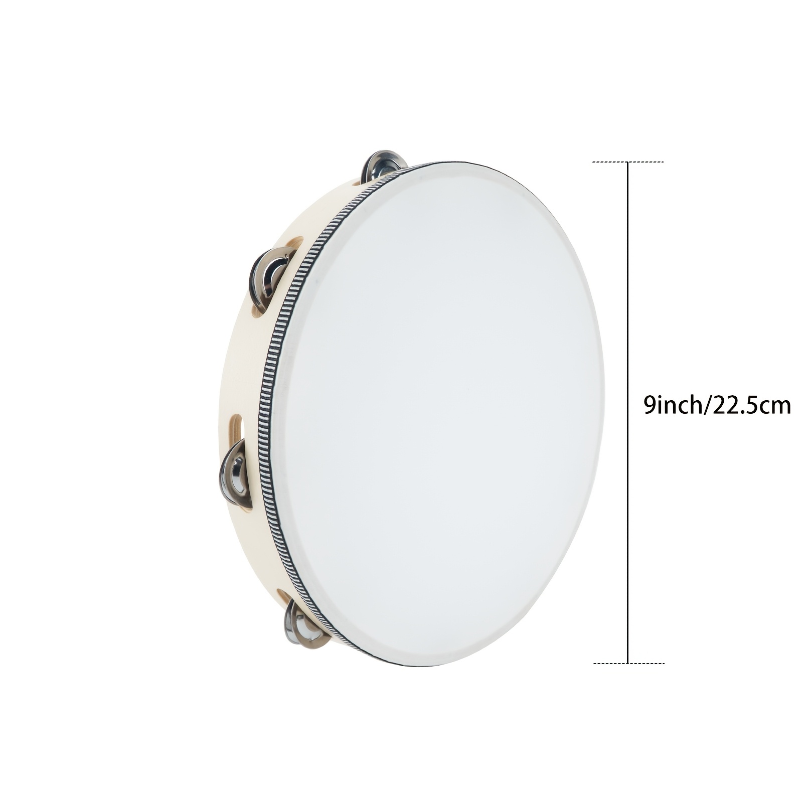 1pc Wood Handheld Tambourine, Single Row Metal Jingles, Percussion Musical Instrument for Church, KTV, Party, Game