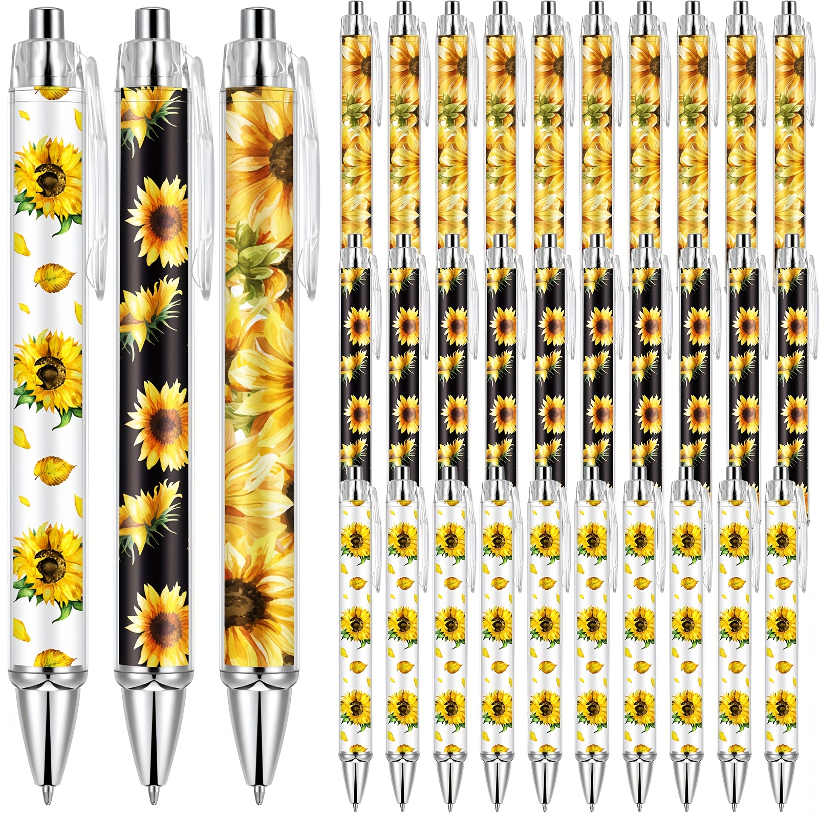 

30pcs Sunflower Retractable Ballpoint Pens - Medium .0mm, , Creative For School, Office & Journaling