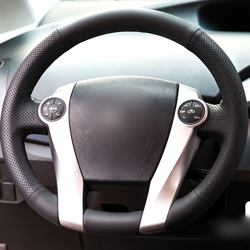 TEMU 1pc Housse de Volant Cousue à , Matériau en Microfibre , Prise Confortable, Compatible avec Toyota Prius Modèle 2012