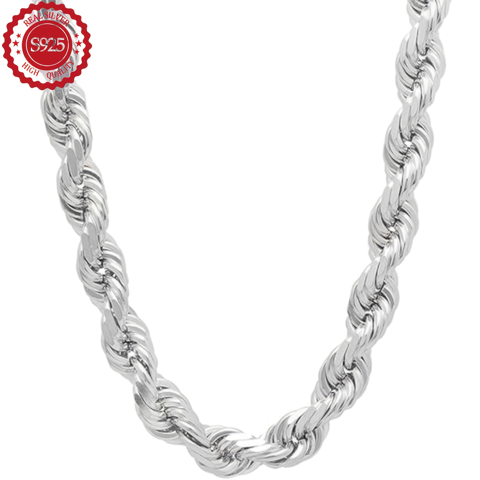 TEMU Chaîne torsadée 5 mm en argent sterling 925 (y 6G), style hip hop élégant, parfait pour hommes, femmes, petites amies, mères, filles - pour