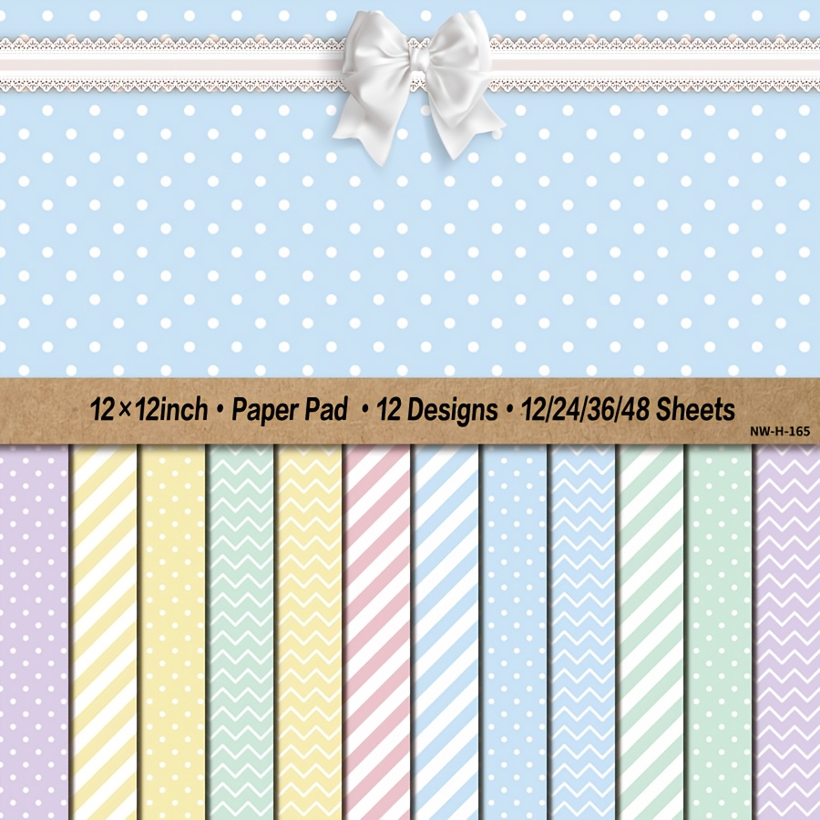 

12/ 24/ 36/ 48 Sheets 12× 12'', Paper Pad, Art Craft Pattern Paper For Scrapingbook Craft Cardstock Paper, Diy Decorative Background Card Making Supplies - Macaron Color Small Fresh