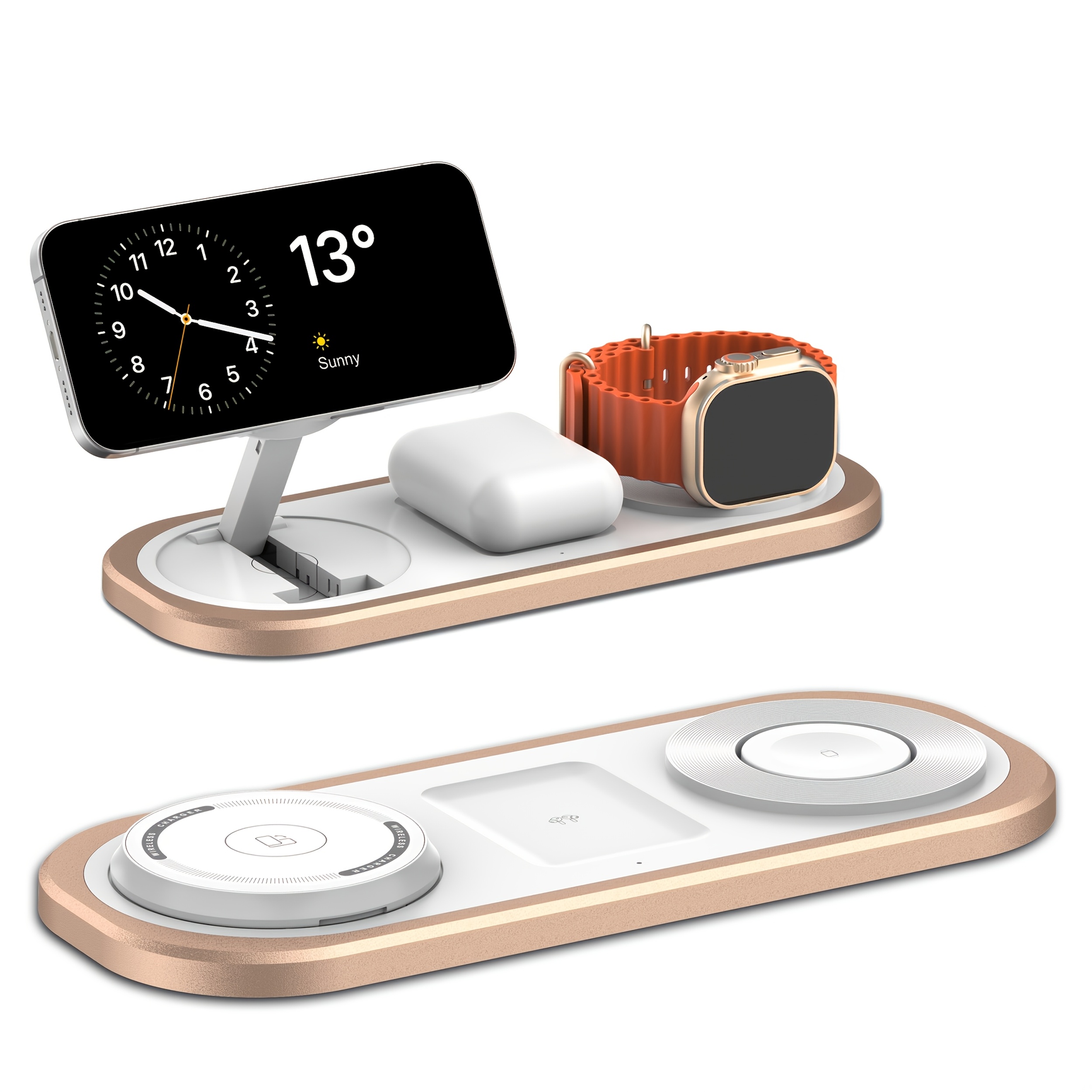 3 v 1 15W brezžični hitri polnilnik za iPhone, zložljiva polnilna postaja za iPhone 17/16/15/14/13/12/Pro Max/Pro/Mini/Plus, za iWatch
