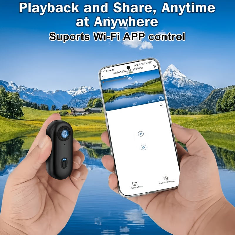 4K Thumb-Sized Camera with Memory Card, Action Camera, 800Mah Long-Lasting Battery, for Sports Video Camera, First-Person View Camera, Portable Video Recorder, Pet Monitoring Camera, Wearable Pocket Camera, Ultra-Clear Ultra-Wide-Angle Lens