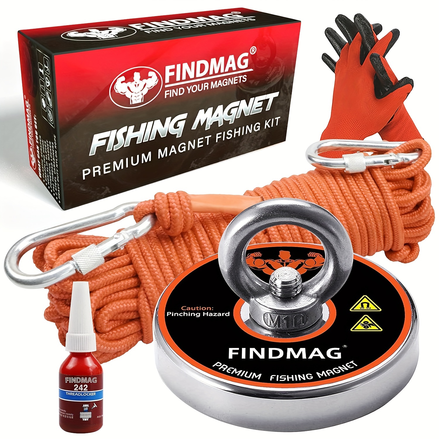 TEMU Findmag Fishing Magnet 600 Lbs Pulling Fishing Kit, Super Magnet Kit For Magnetic Fishing And Retrieving Items - 2.95inch Diameter