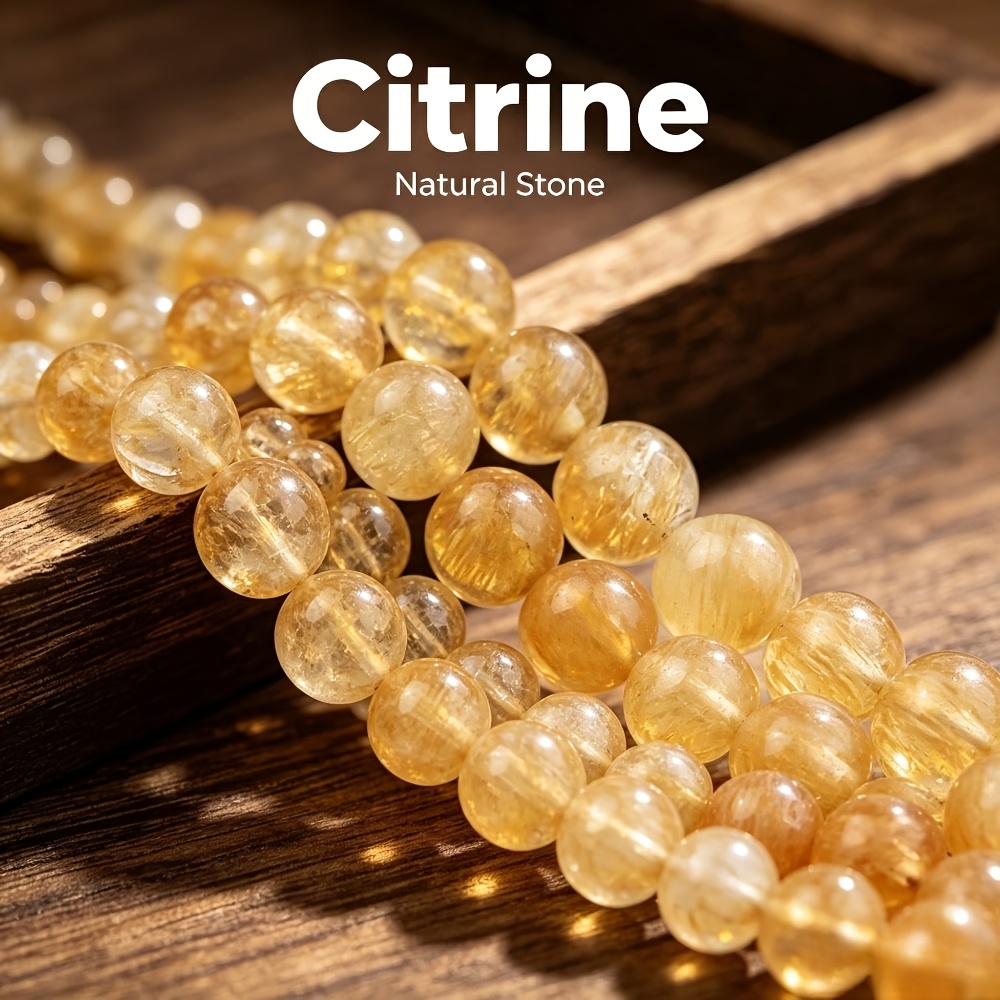 TEMU 5a Grade Natural Citrine Round Stone Beads, Very Suitable For Making Jewelry And Crafts, Used For Making Bracelets, Necklaces, And Earrings. Are
