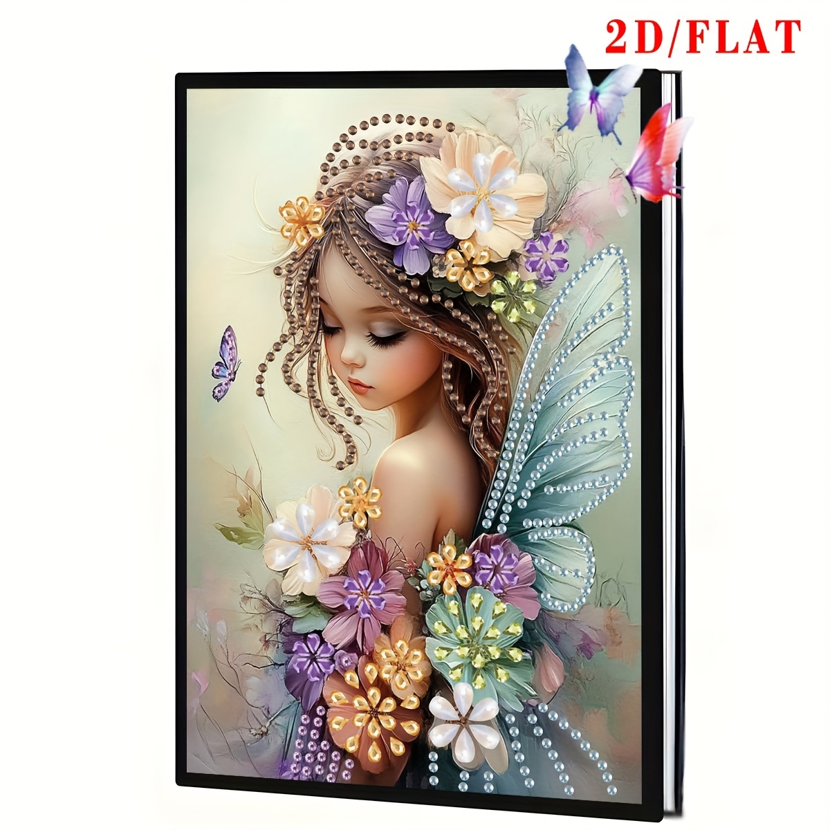 TEMU A 5d Diamond Painting Notebook Set Featuring A Girl Design, With A Uniquely Shaped Crystal Cover Specifically Sketching, Doodling