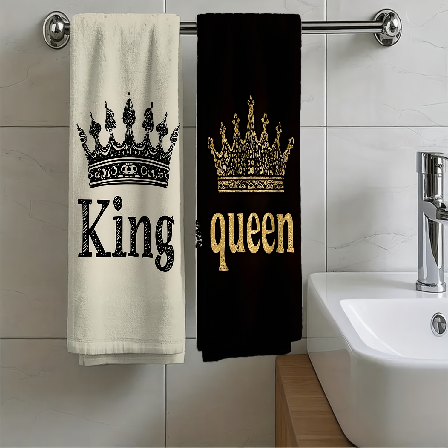 2pcs/set Towel: Crown With Multi-functional Towel, Comfortable And Skin-friendly, Exquisite And Cute, An Essential For Home Use In Bathrooms, Kitchens, Etc., Holiday Gift