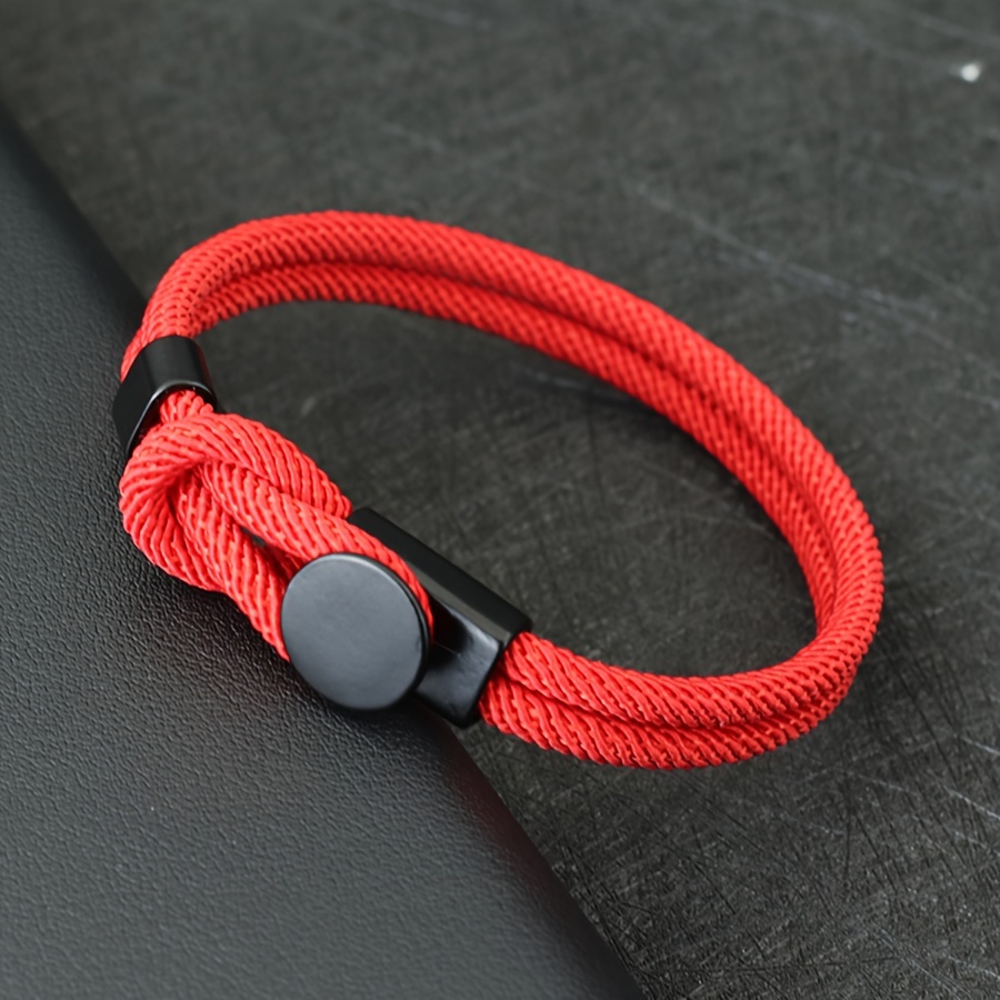 

Noter Men's Punk Style 4mm Nylon Rope Bracelet - Red, Casual Accessory For Husband Or Boyfriend