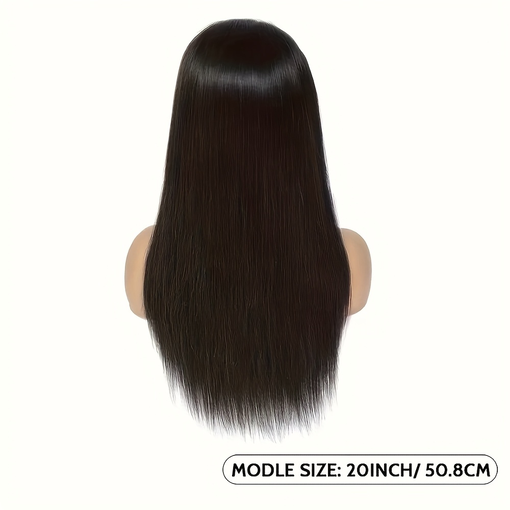 Perücke Zealady sans Colle en Cheveux Humains - Dentelle Frontale 4x4, Pré-Pincée, Lisse Noire, Densité 150%, Aspect Naturel, Facile à Porter, Idéal pour un Style Quotidien ou de Vacances