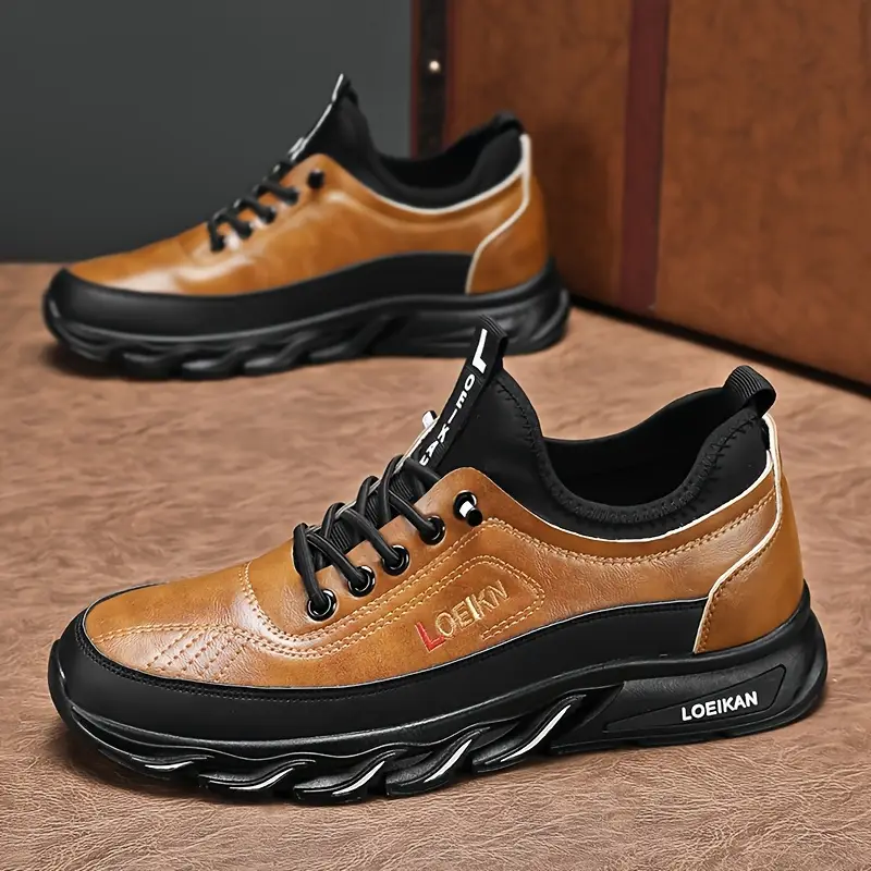 *'S Low-Top Outdoor Running Shoes Lightweight Sneakers with Cushioned PVC Sole, Brown/Black Accent for Gym, Hiking, Everyday