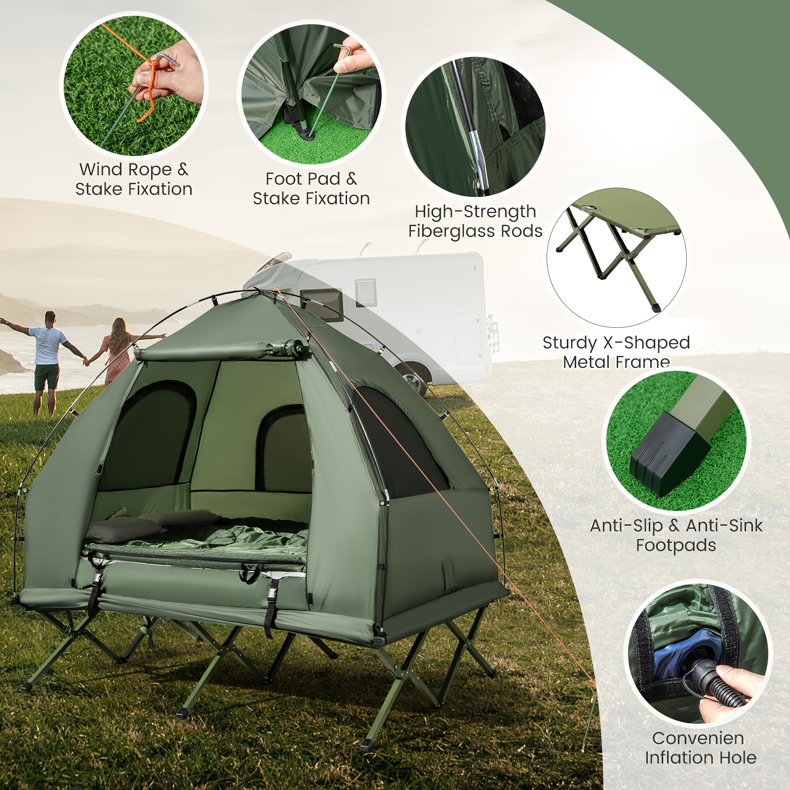 2 personen campingzelt cot 5 in 1 faltbares campingbett - Temu Germany
