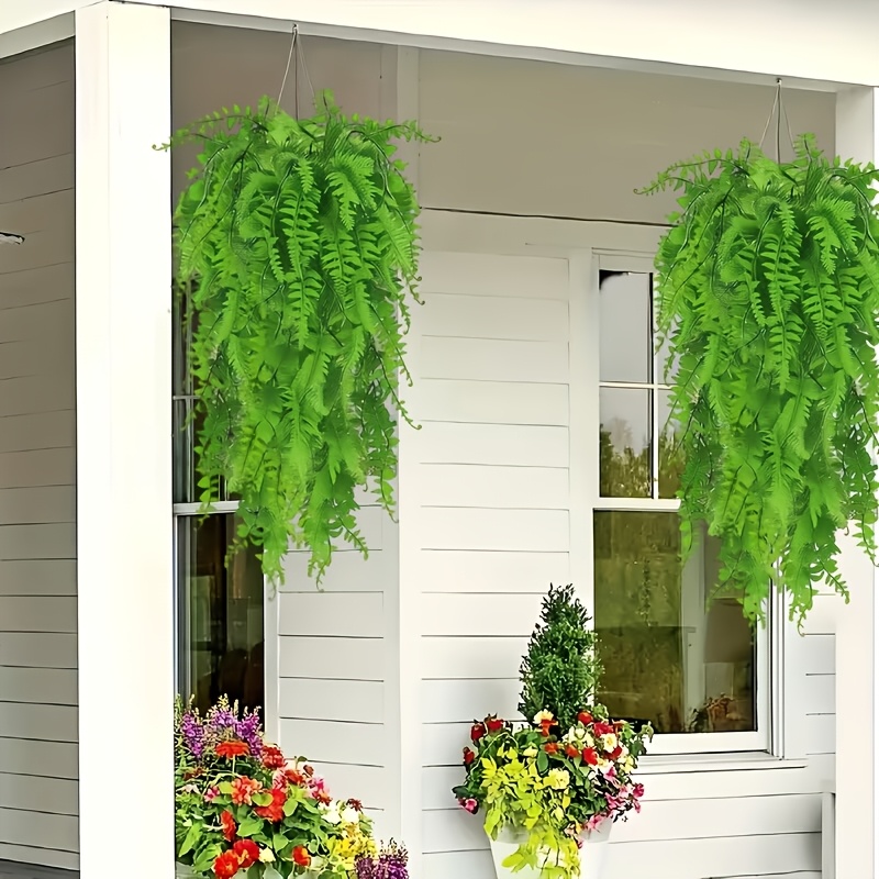 set de 4 fire artificiale de ferigă boston fern pentru exterior | perfecte pentru    , biroului, grădinii, verandei, plastic, sezonul de primăvară, agățare 2