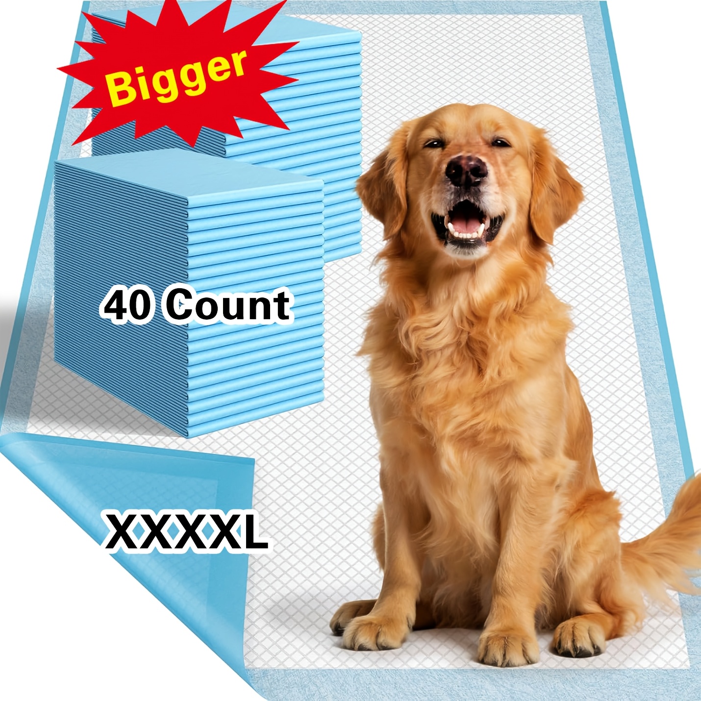 TEMU 58x32 Inch Dog Pee Pad, Super Absorbent Puppy Pee Pad, 40 Count Extra Large Disposable Potty Training Pee Pad For Dogs And Cats, Leak Proof Pee