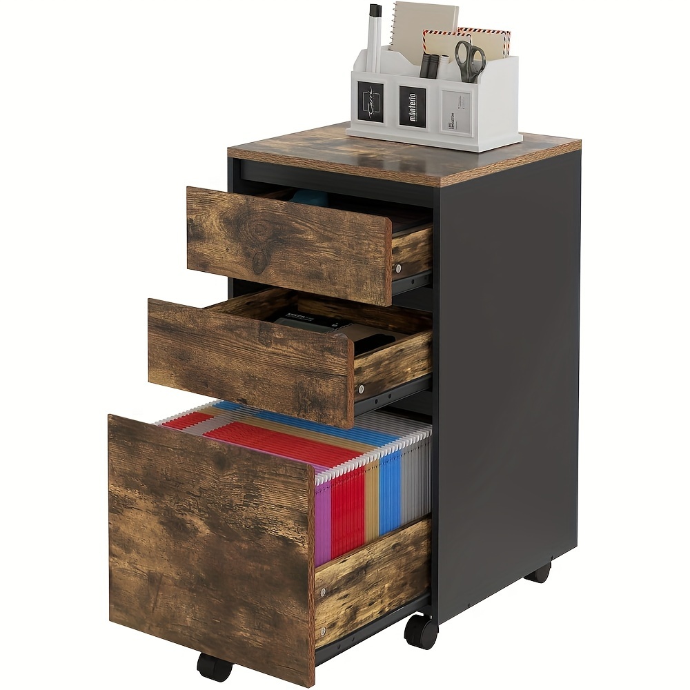 1pc Mobile Filing Cabinet, Filing Cabinet, Storage Cabinet, Office Cabinet On Castors, Filing Cabinet With 3 Drawers, With Mobile Base, 40x70x40cm, Suitable For Offices, Bedrooms And
