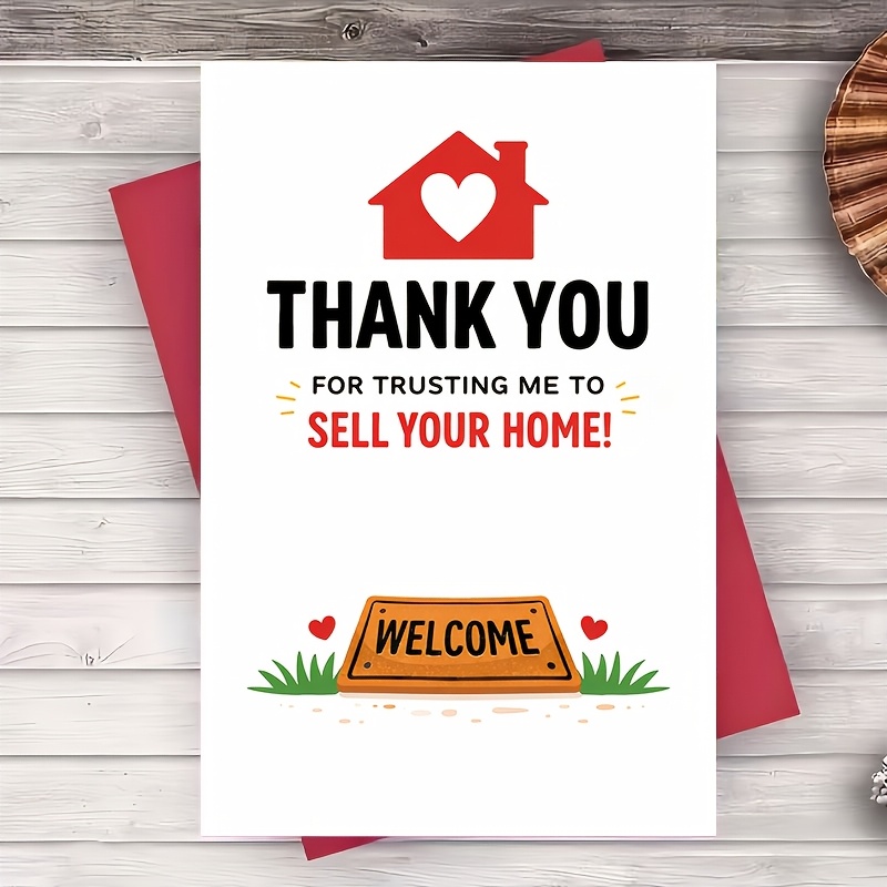 TEMU A Single Envelope And A Greeting Card Designed To Gratitude To Real Estate Clients And Home Sellers, Ideal For Agents During Closings Or
