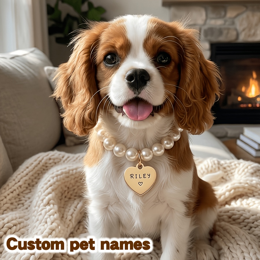 Custom Engraved Dog Collar with Heart-shaped ID Tag