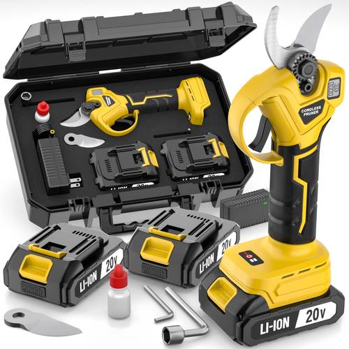 20v cordless electric pruning shears professional household pruning shears portable cordless screen with replaceable blade 1 battery tool storage bag suitable for pruning and cutting material
