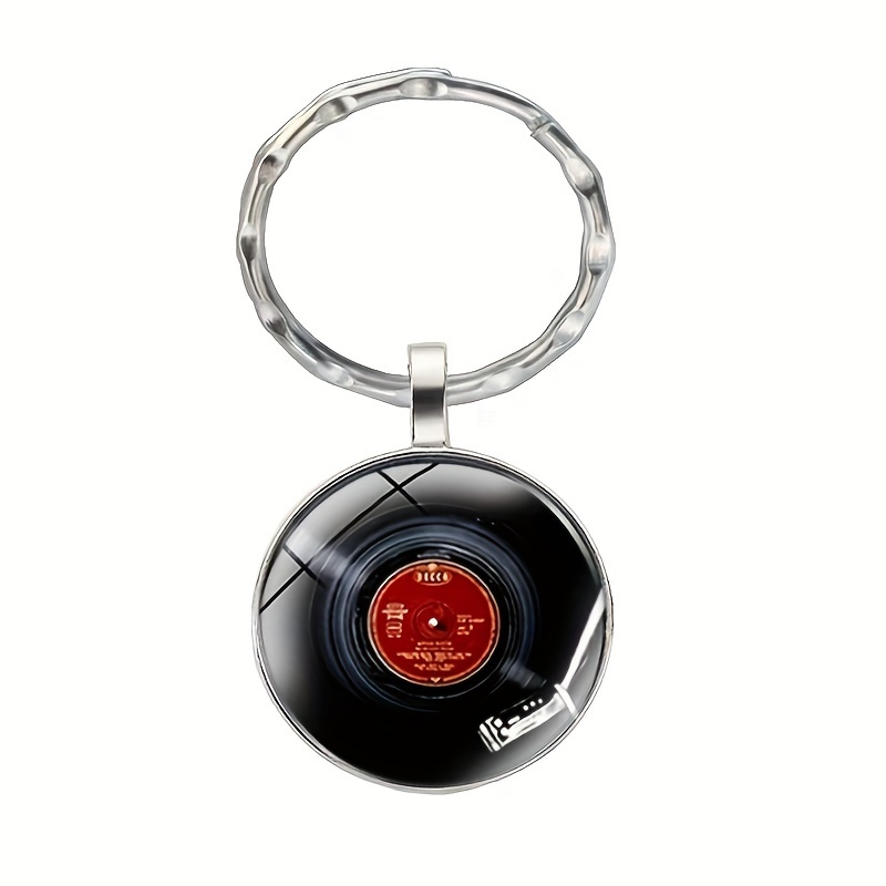 

Porte-clés rond musical en alliage - Porte-clés en verre avec note de musique et boucle d'anneau, porte-clés décoratif unique idéal pour les mélomanes, pour le nouvel an