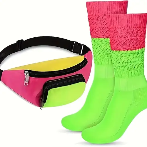 Heyu-Lotus Tenue des années 80 pour femme, costume des années 90, accessoires avec poche ventrale, bandeau, jambières, bracelets, lunettes et boucles d'oreilles pour carnaval, fête fluo, rose Heyu-Lotus Tenue des années 80 pour femme, costume des années 90, accessoires avec poche ventrale, bandeau, jambières, bracelets, lunettes et boucles d'oreilles pour carnaval, fête fluo, rose