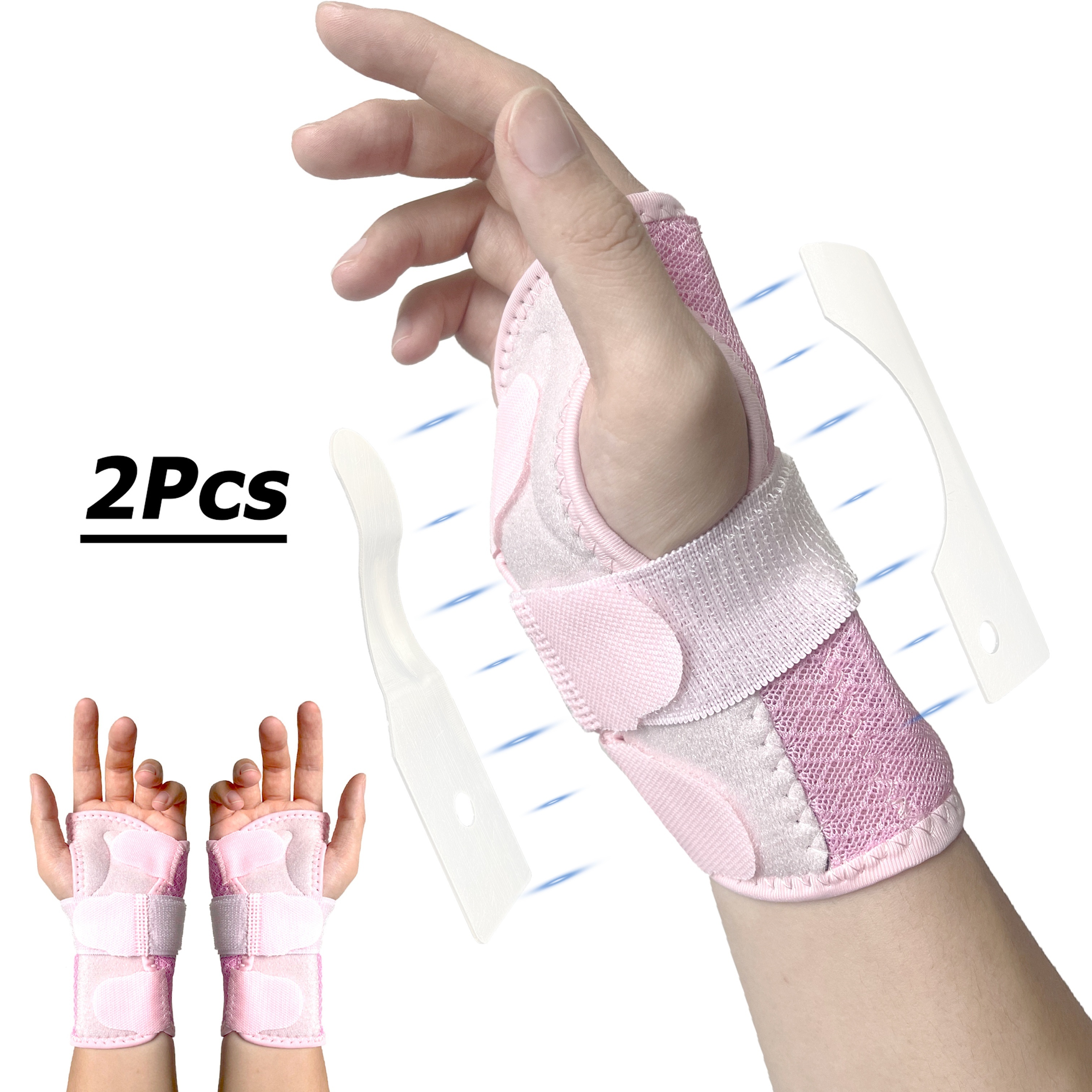 

2pcs Support Wrist Brace With Splint, Comfortable, Breathable And Adjustable, Suitable For Multiple Daily , Firm Wrists Day And Night