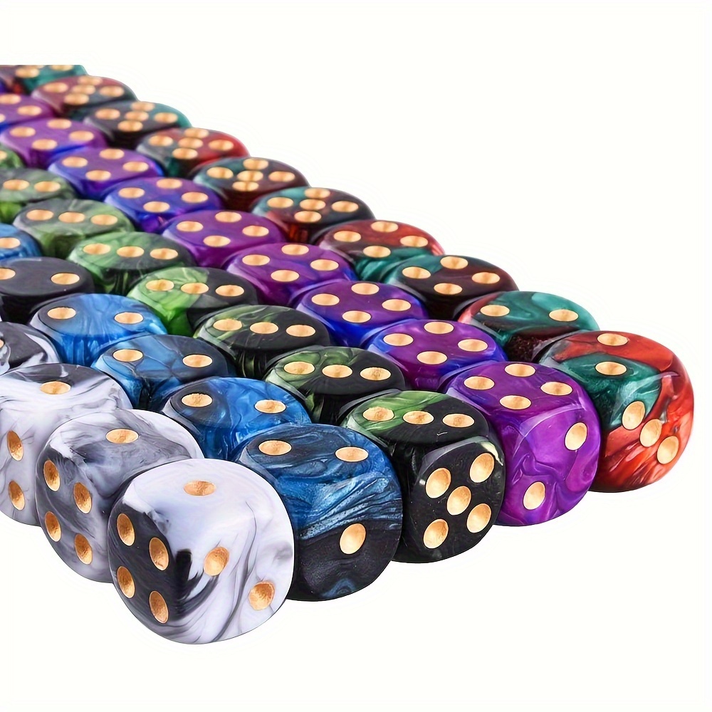50pcs 6 Sided Game Dice Set with Two Tone Colors