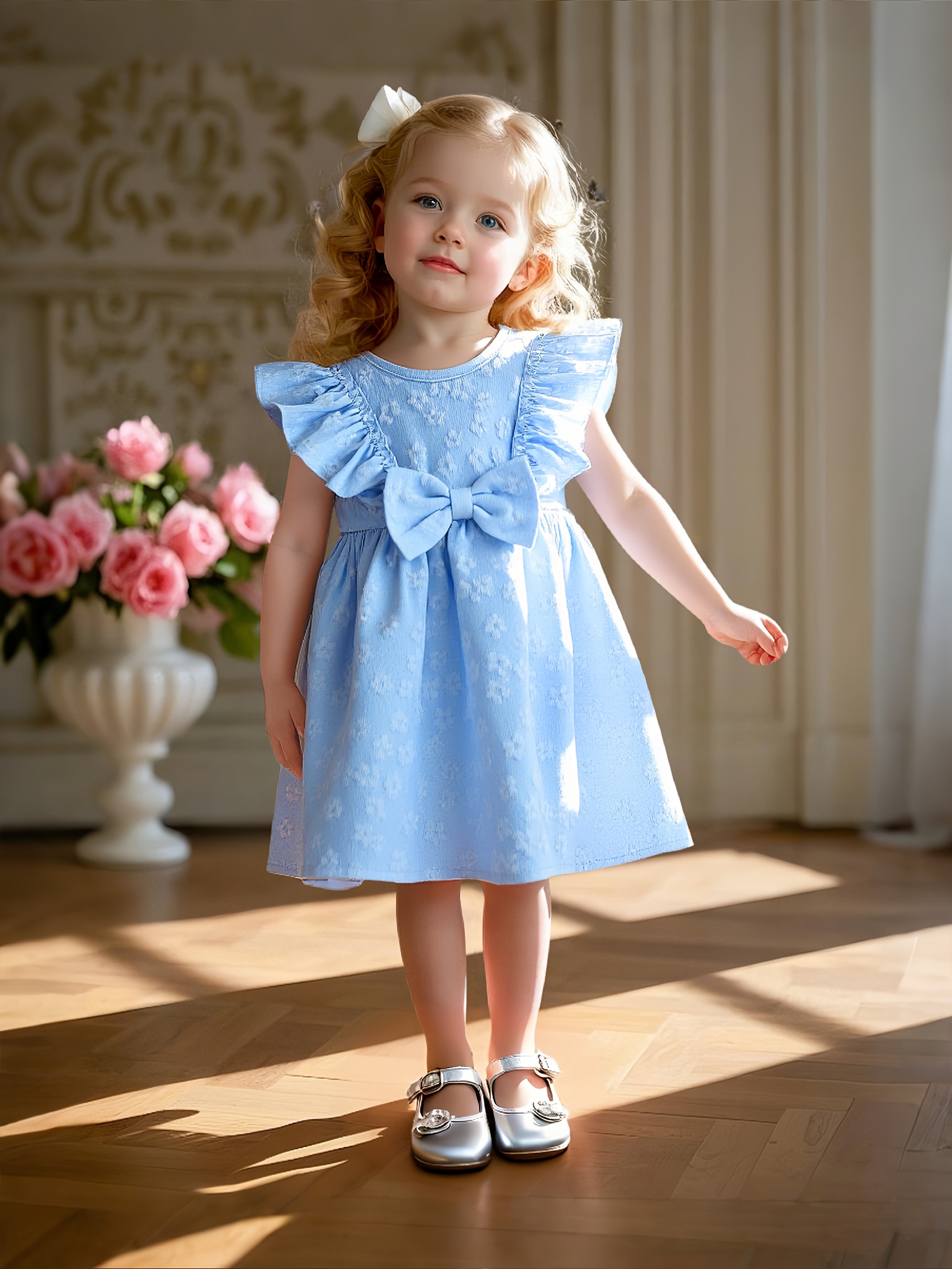 Kleding voor meisjes, babyaccessoires, terug naar school cadeau,  kinderkleding, modejurk, zomer, veelzijdig, schattig, ronde hals