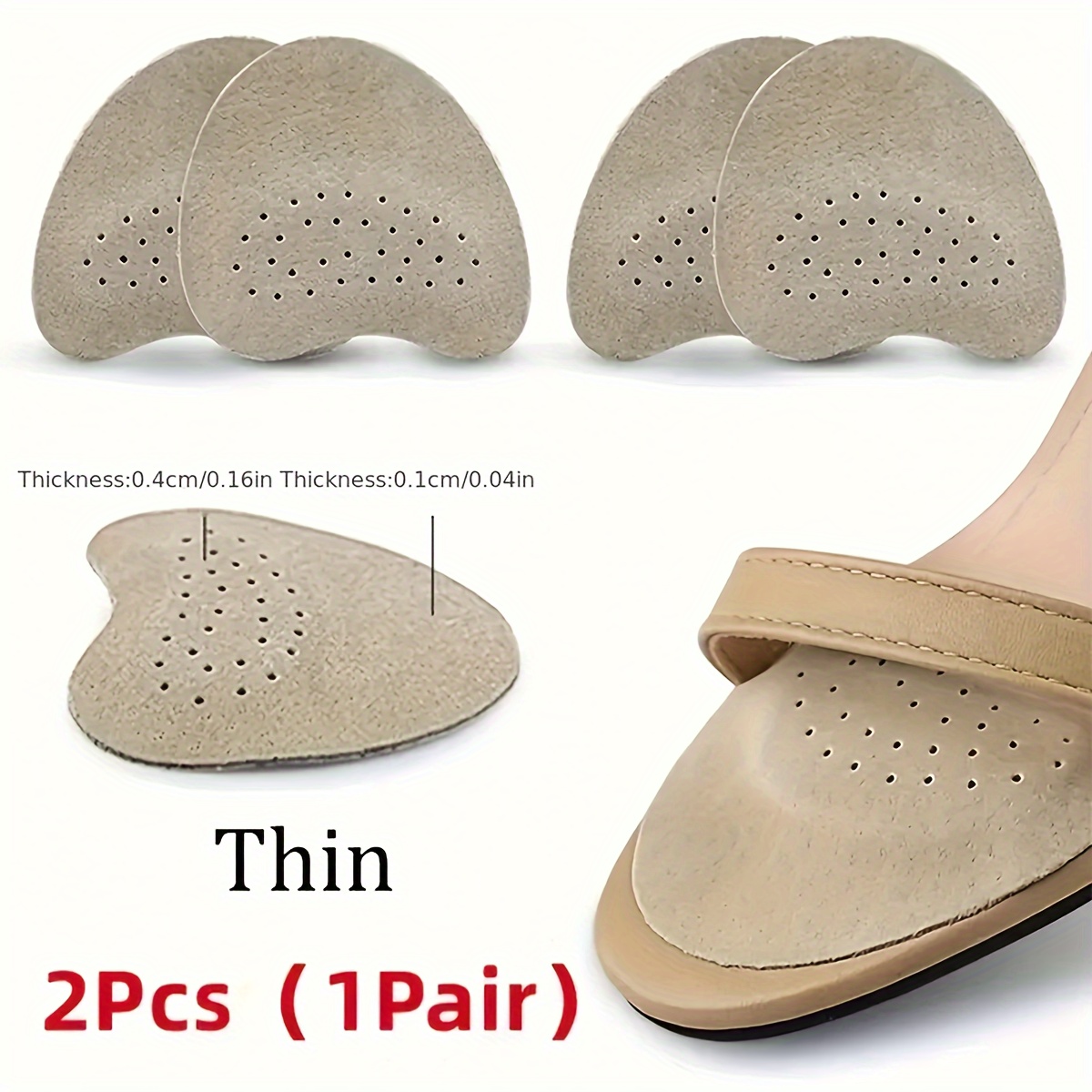 2pcs Soft PU Anti-Slip Forefoot Pads for Women's High Heels - Breathable & Sweat-Absorbent, Shock-Absorbing Foot Care Insoles with Grip Pattern, Ideal for Summer Sandals