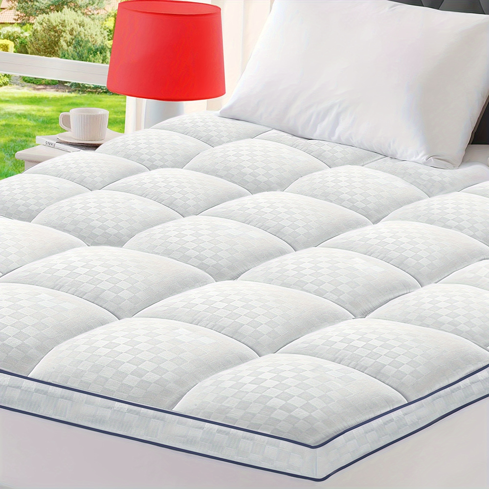 

Mattress Topper Pillow Top Extra Thick 900gsm Cooling Quilted Mattress Pad Cover For With 8-21 Inch Deep Pocket 3d Snow Down Alternative Fill