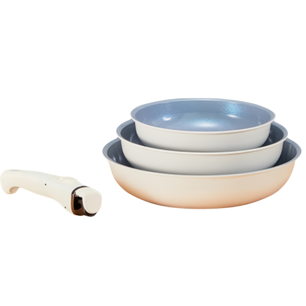 TEMU Set Of 3 Nonstick Skillets, 8, 9.5, And 11 Inch Ceramic Pans With Removable Handle