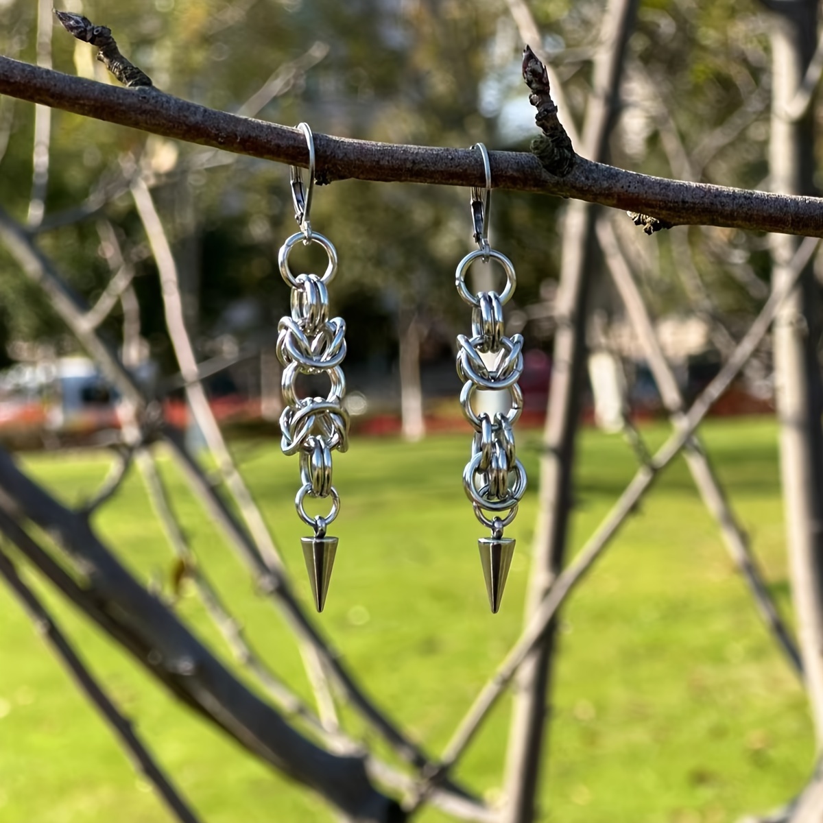 

Rock-inspired 304 Stainless Steel Chain Link Drop & Dangle Earrings For Adults Over 15, Hypoallergenic Ear Needle, Gift Packaging Included