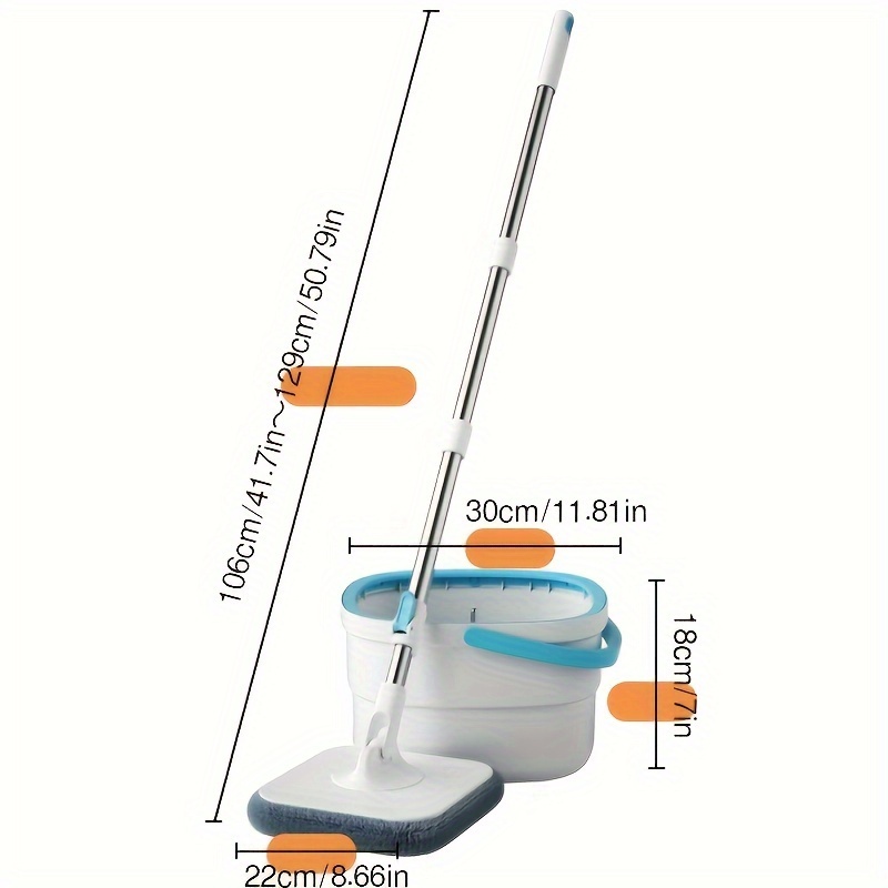 360 rotating square mop and bucket set with 2 replacement heads hands free wet dry use for hardwood tile marble floors ideal for home kitchen bathroom cleaning mop pads details 8