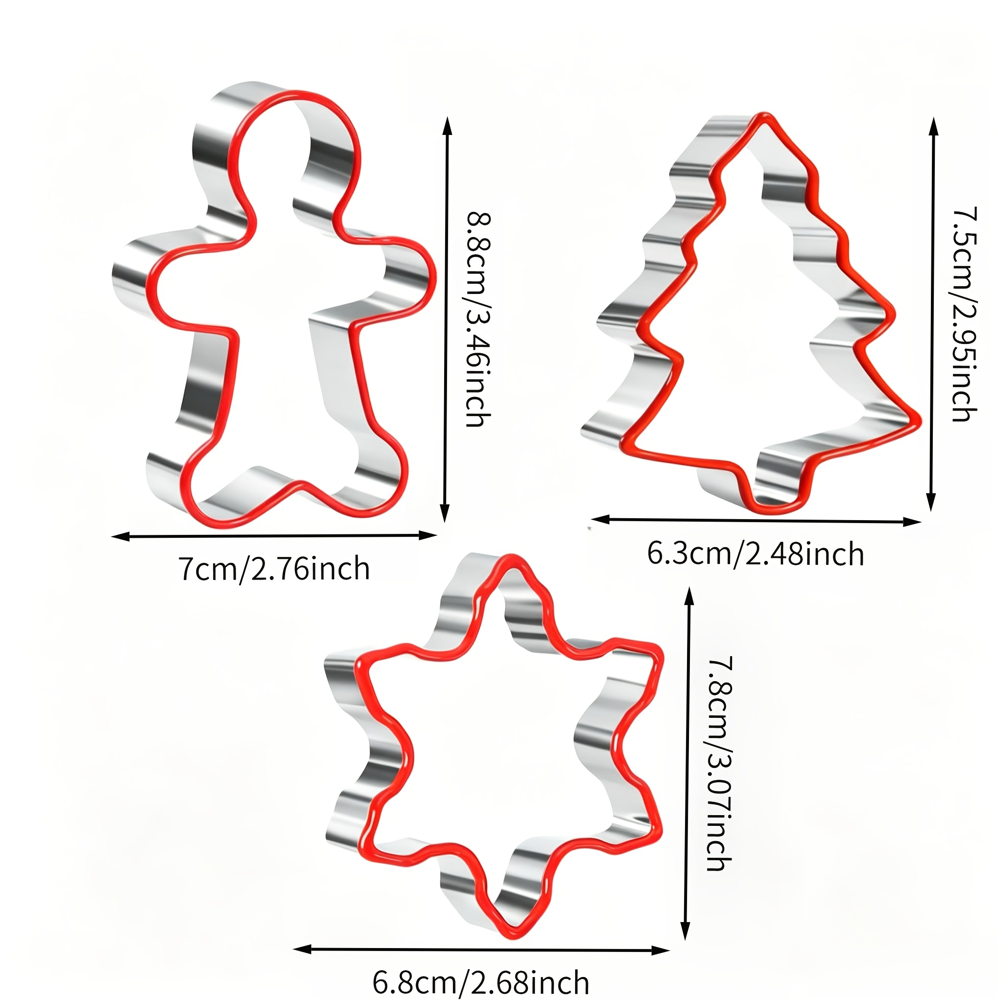 TEMU 3pcs Pvc Christmas Cookie Cutter Set (gingerbread Man/christmas Tree/snowflake Shapes, Soft Padding Edges), 430 Stainless Steel Christmas Cookie