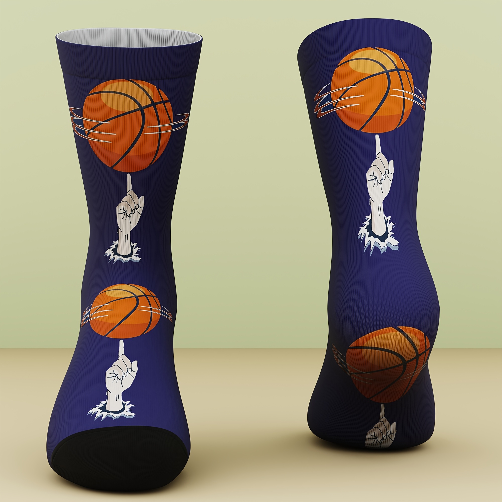 TEMU Un par de calcetines unisex con un temático de baloncesto, un regalo de calcetines único, modernos, cómodos y transpirables, adecuados para