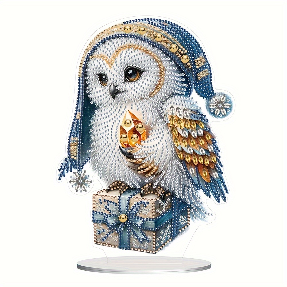 

5d Diy Diamond Painting Kit - Elegant Owl Acrylic Decoration, Animals Theme, Irregular Diamond Shape, Acrylic (pmma) Craft Set