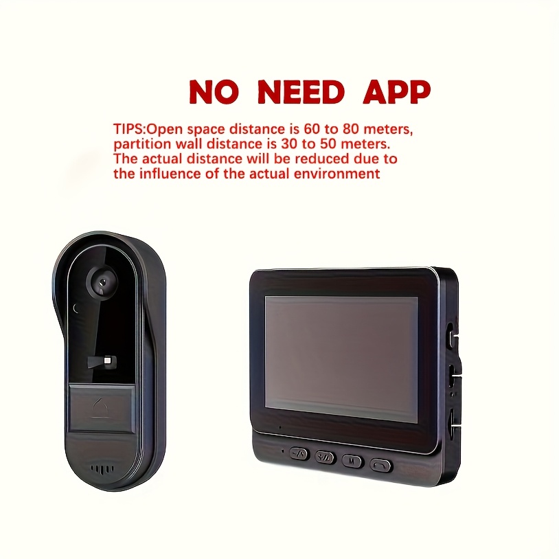 Image of 1pc Doorbell Camera With 4.3” Screen & Battery- Indoor System, Night Vision, Talk, Doorbell Converter Suitable For Monitoring, Easy Pairing (no Wifi/)