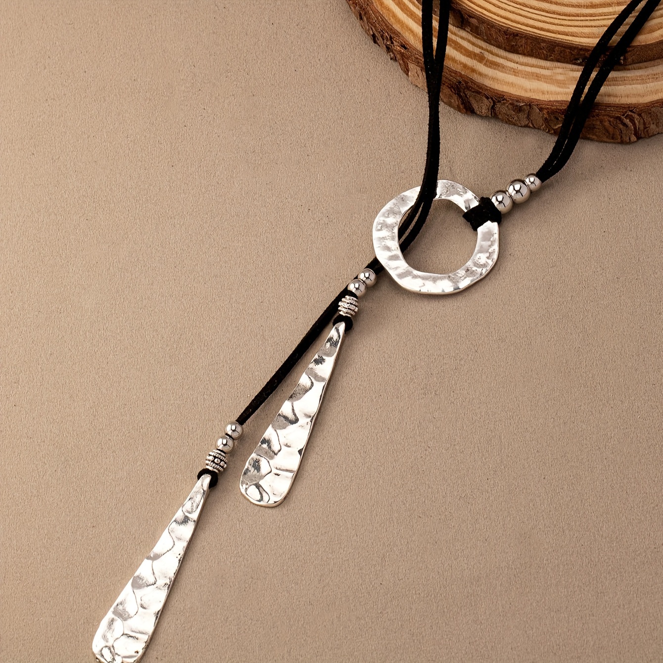 Bohemian Long Chain Necklace with Teardrop Pendant
