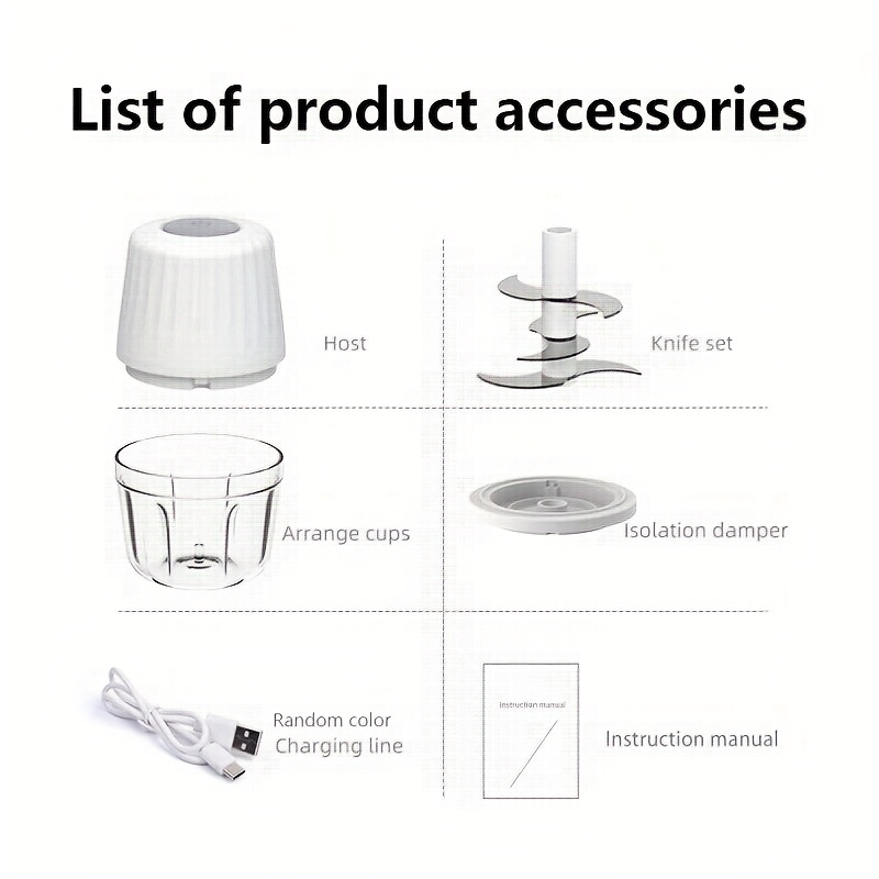 6 blade usb rechargeable electric garlic mincer 400ml   large capacity mini food processor wireless   chopper food grinder for garlic ginger onion pepper nuts infant food chef friend gift   kitchen enthusiast   present fathers day practical gift thoughtful practical gift Product details 1