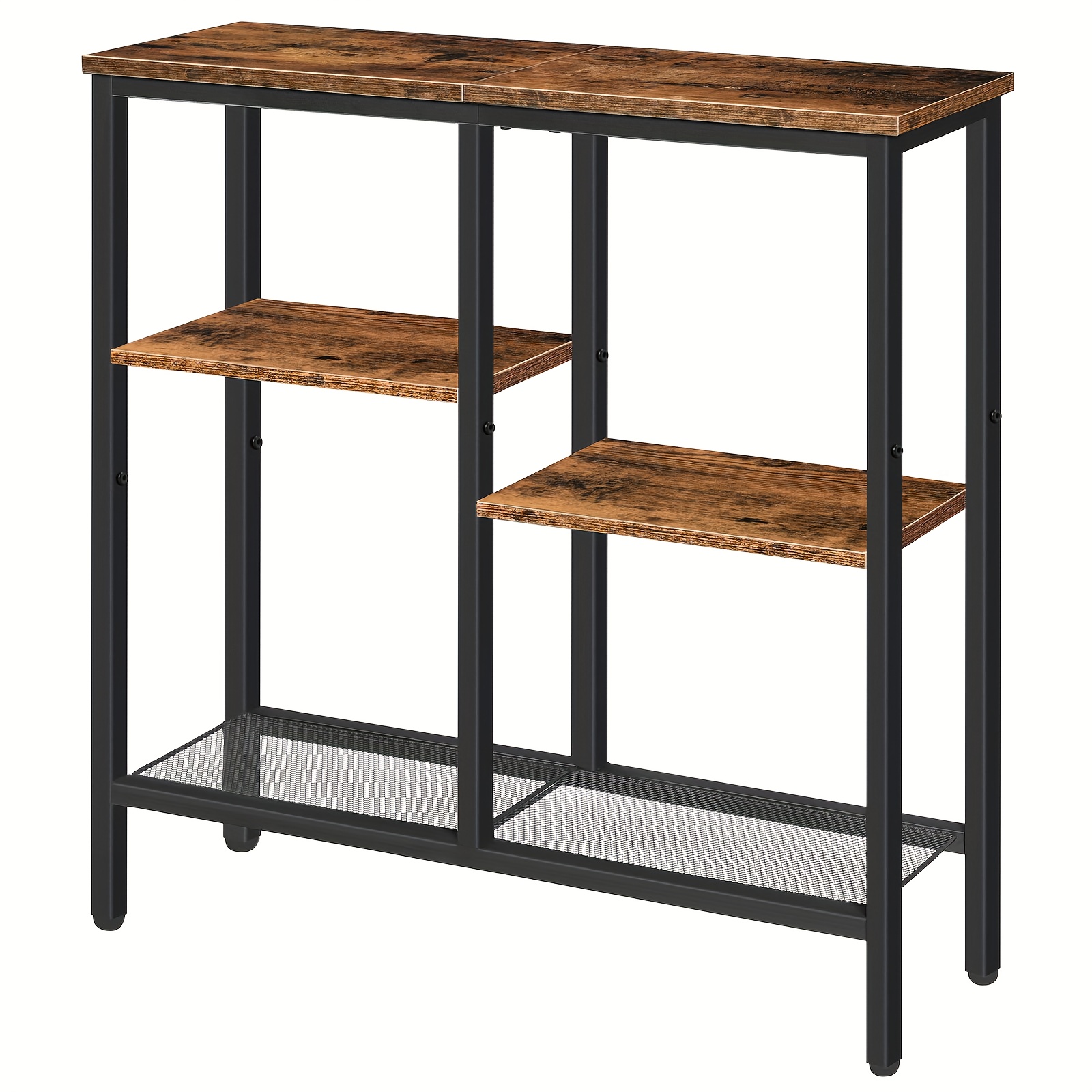TEMU Entryway Table, Console Table, Industrial Narrow Sofa Table With 4 Tier Storage Shelves, Entrance Table For Hallway, Behind The Couch, Living