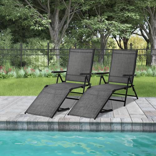 outdoor patio chaise lounge chair adjustable reclining folding pool lounger for poolside deck