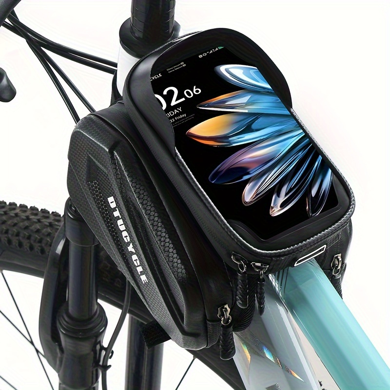 TEMU Mountain Bike Front Beam Bag, Mountain Bike Double Mobile Phone Bag, Waterproof Bag, Cycling Equipment Eva Hot Pressure Bag