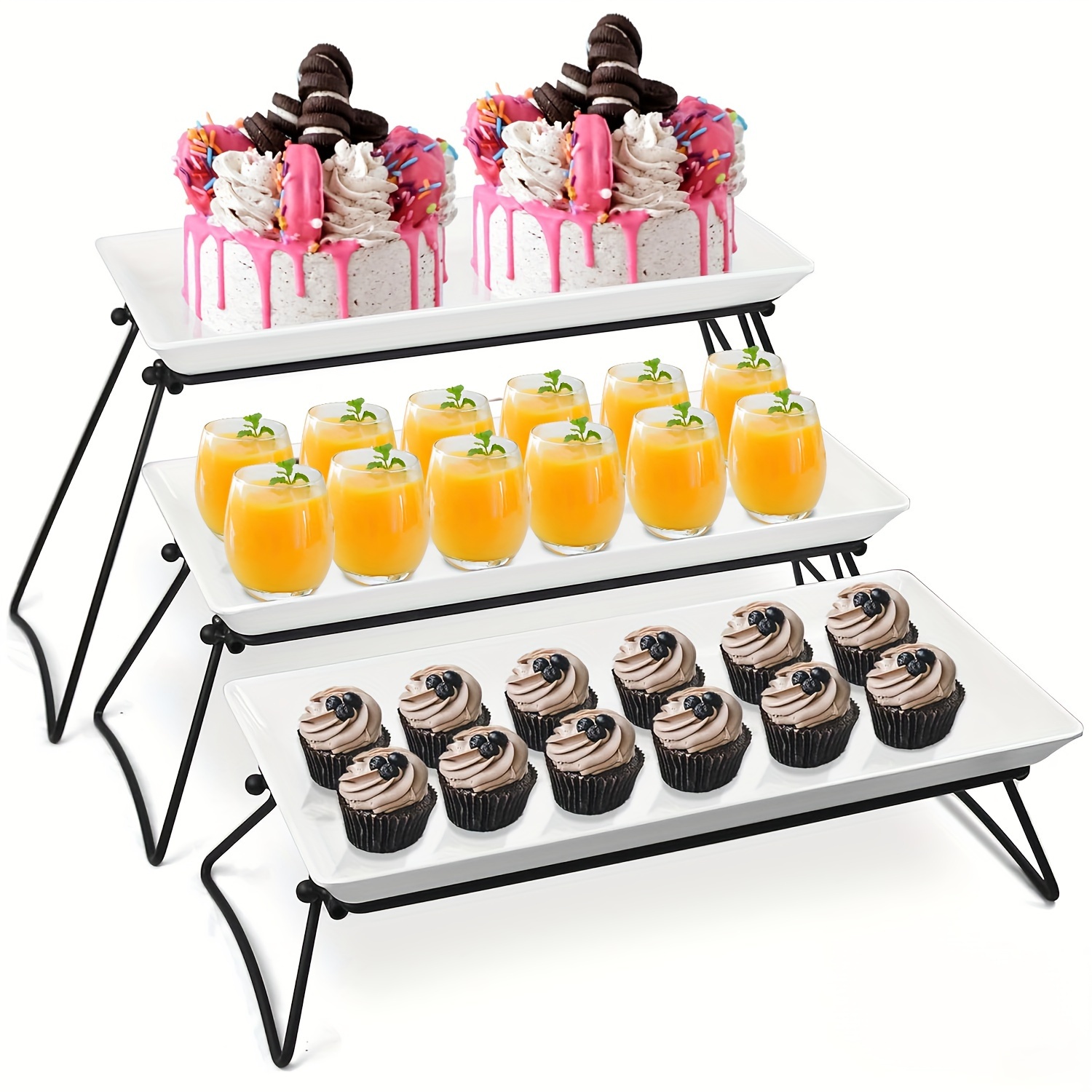 

Extra Large 3 Tier Serving , Cupcake Fruit Cookie Dessert Table Display Stands Melamine Tiered Serving Platters Food Trays For Party Buffet Entertaining, White