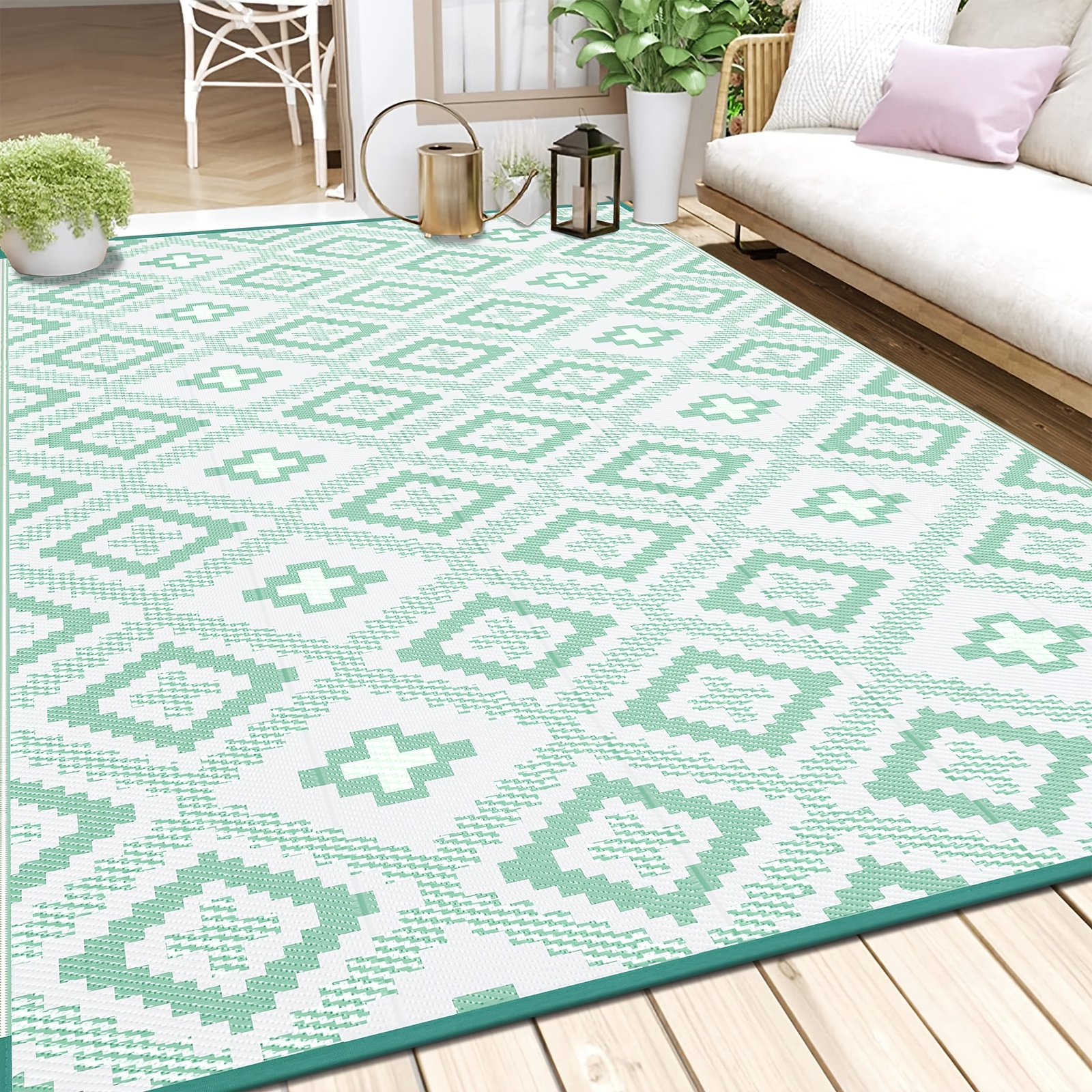 Outdoor Mat, Balcony Camping Rugs Plastic Reversible Lightweight Outdoor Mat For Patio Garden Balcony Indoor Outdoor