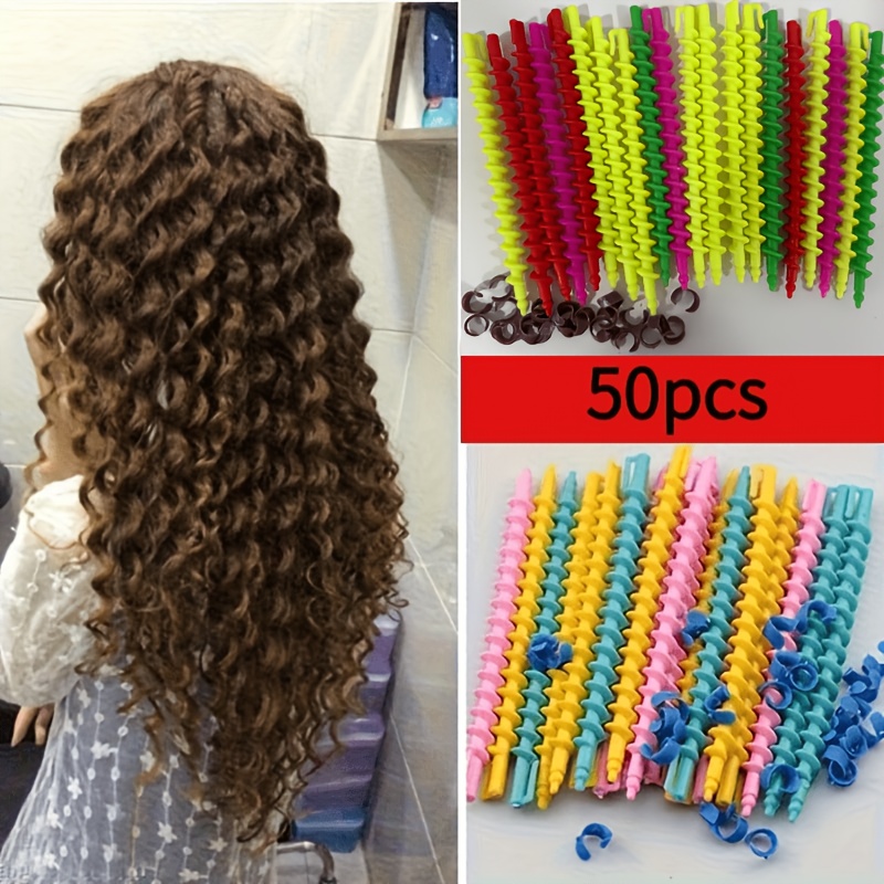 TEMU 50 Bigoudis de Couleurs Aléatoires - Utilisation à Domicile ou en Salon pour des et Boucles , Tiges à Boucler de Salon | Accessoires de Cheveux