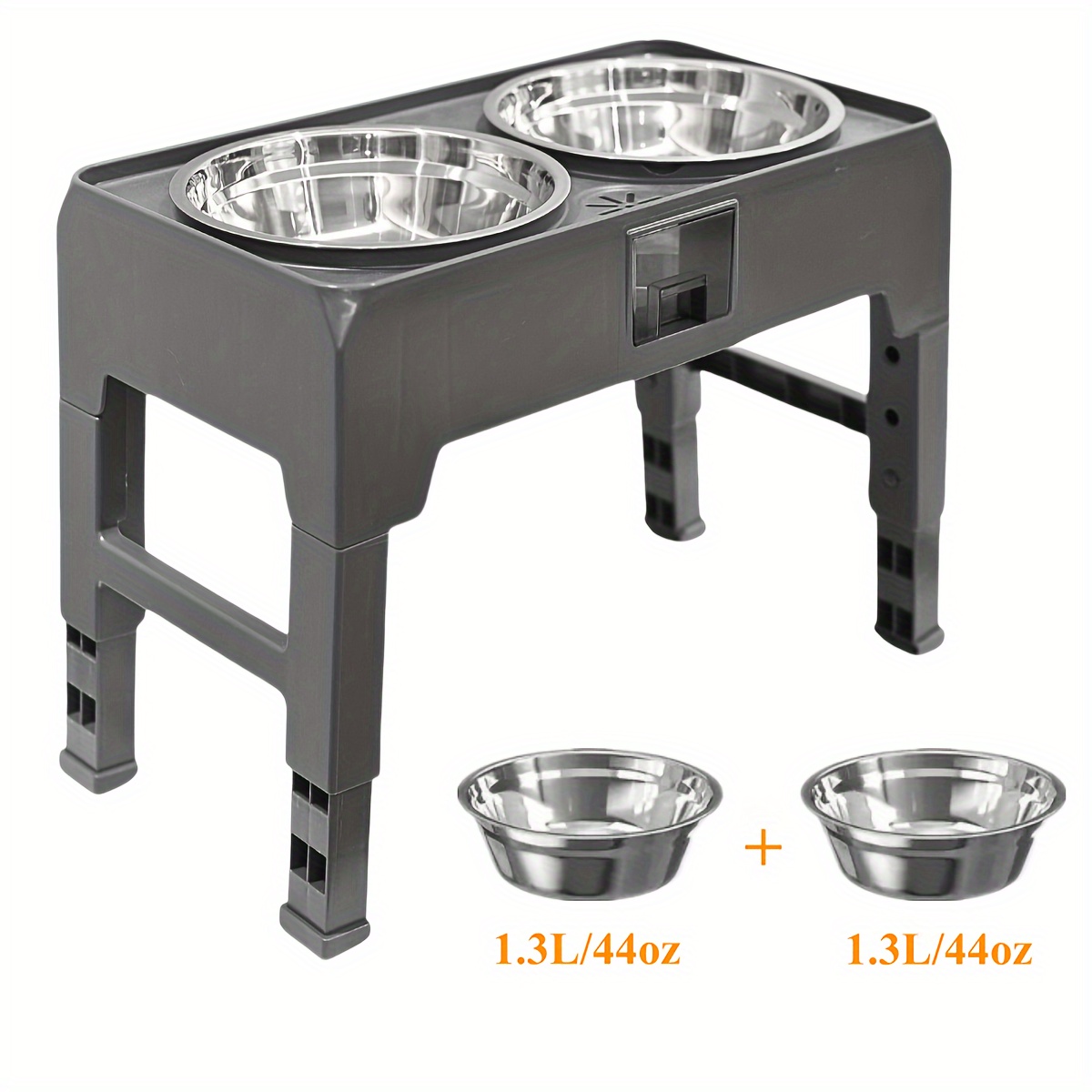 

Tmiso 2-in-1 Adjustable Raised Dog Feeder With Double Stainless Steel Bowls For Small Medium & Large Dogs And Cats - Promotes Habits And Comfortable Feeding