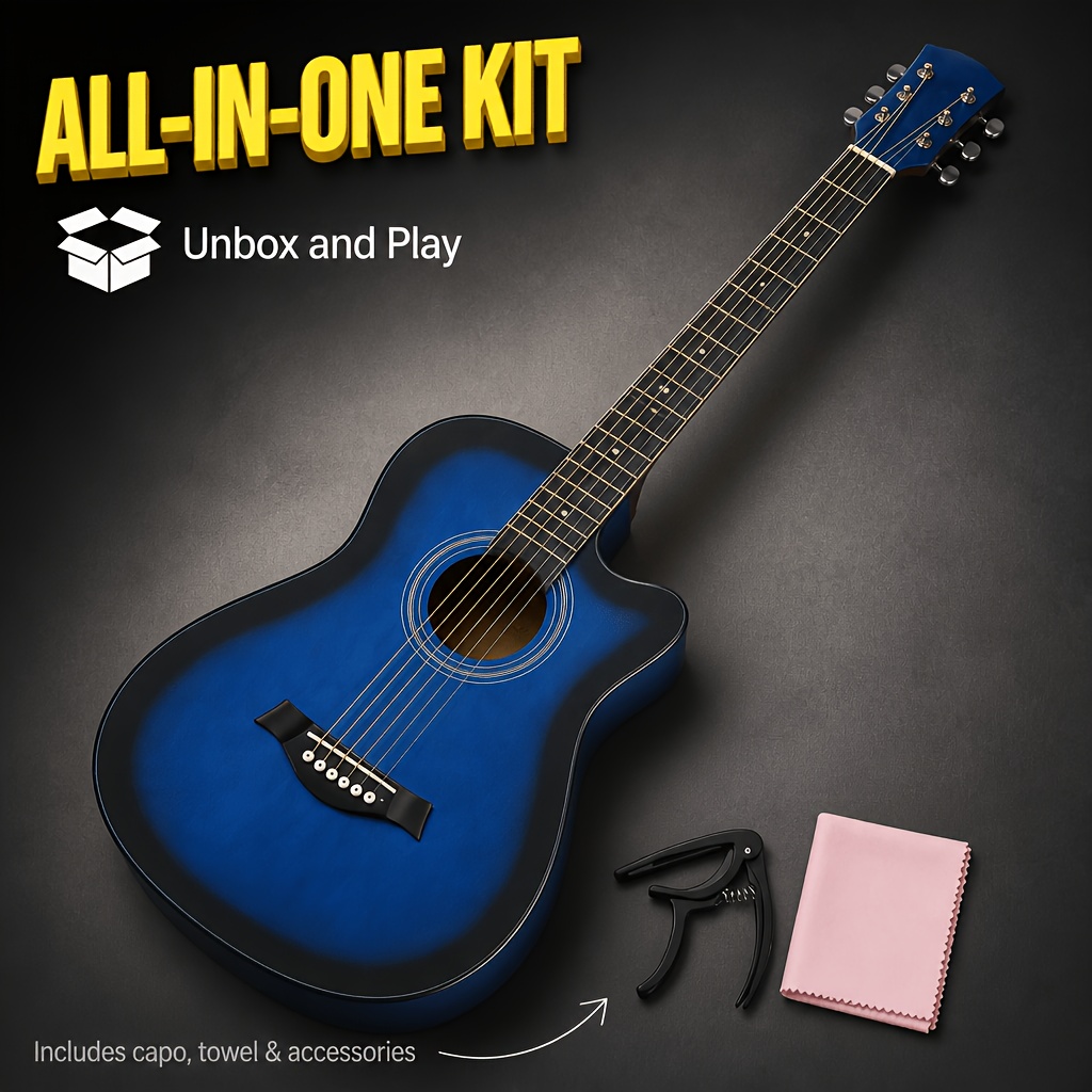 38 Inch Smooth Fretboard Acoustic Guitar&comma; Co...