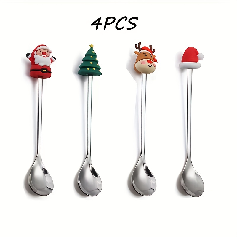 TEMU 4/8pcs Christmas Coffee Spoon, Cute Coffee Spoon Set, Stainless Steel Mixing Christmas Spoon, For Restaurant Christmas Party, Dessert Espresso,