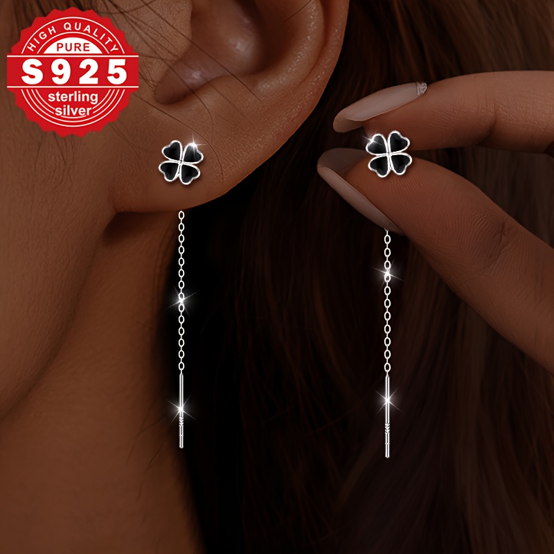 Women's S925 Silver Clover Earrings — Elegant Daily Wear
