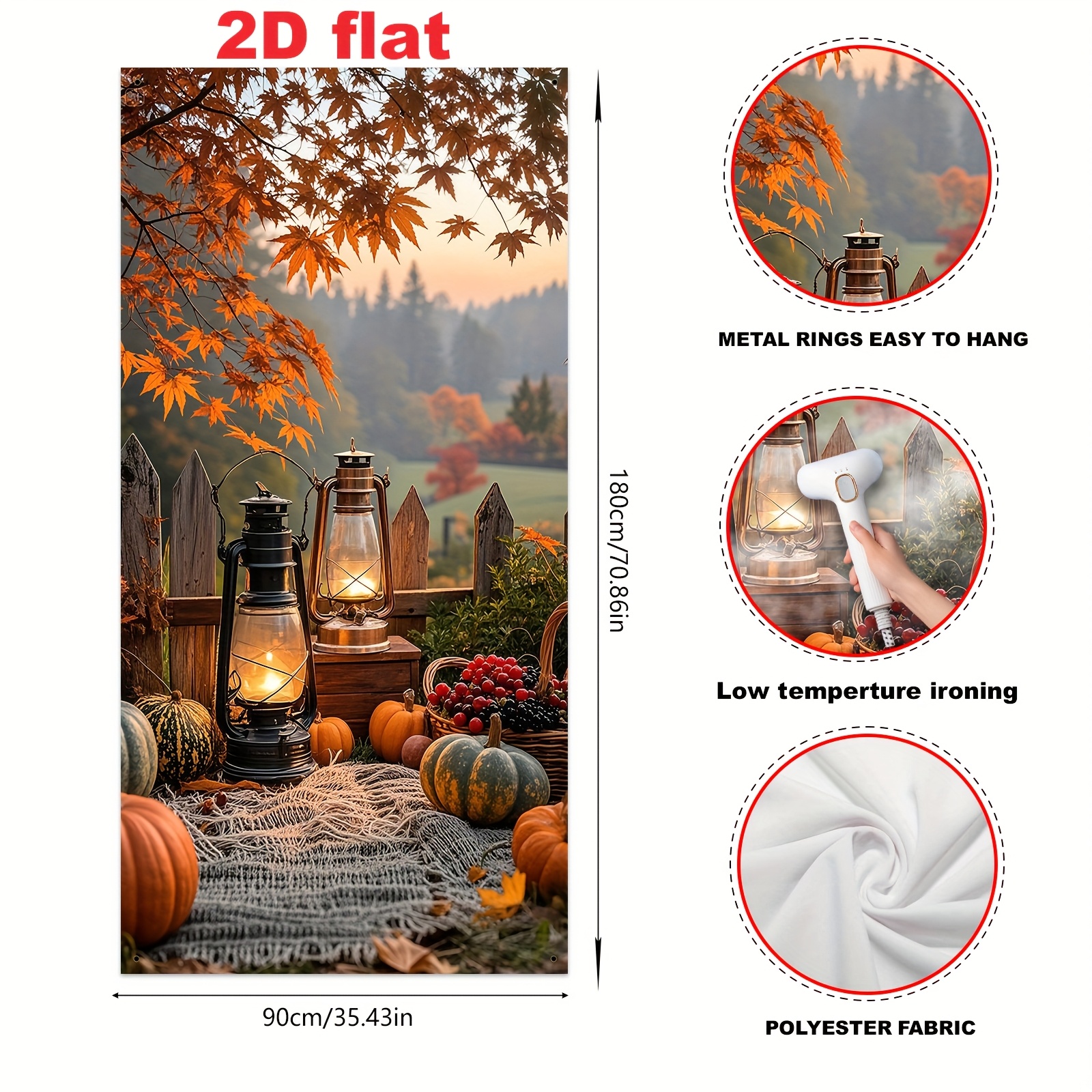 TEMU 2d Door Banner, 2d Flat Party Banner, 1pc (35x70 Inches/90x180cm), Polyester Thanksgiving Theme Door Frame Banner, Decoration, Hanging Decor For